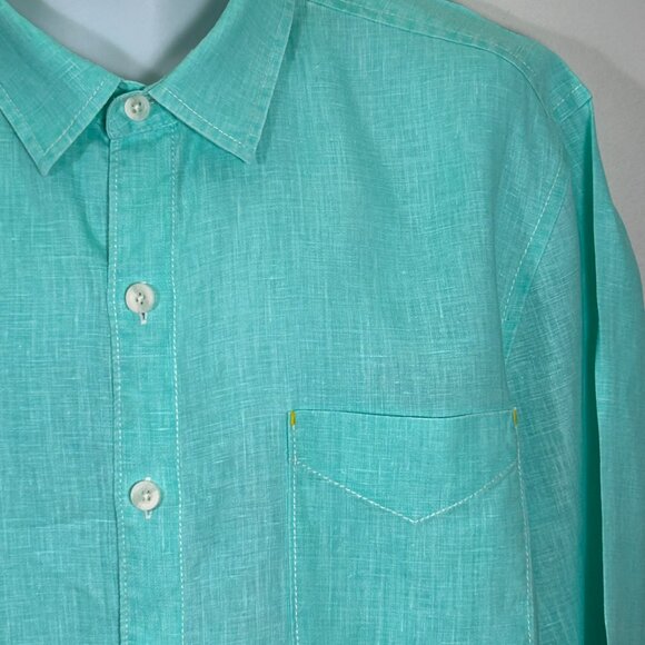 Tommy Bahama mint green all linen casual long sleeves shirt. Size XL - Picture 6 of 7